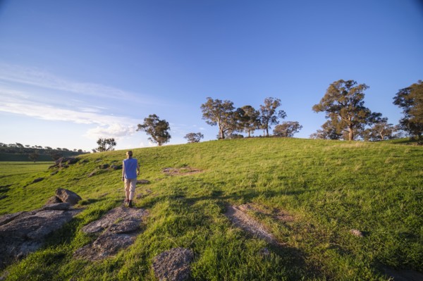 Woman hiking in landscape
