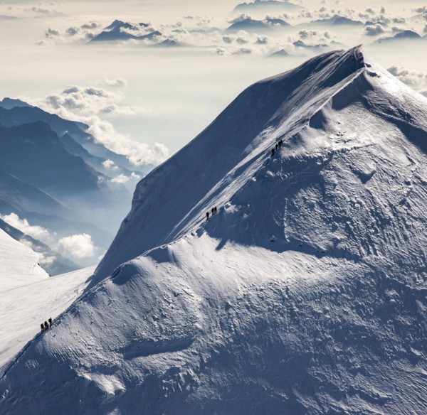 Aerial view of mountain ridge in Monte Rosa Massif