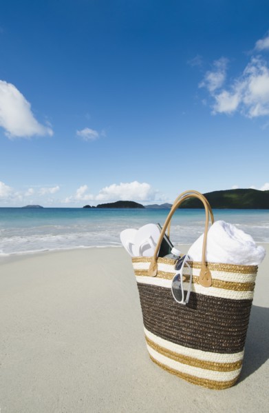 Vacation bag on beach