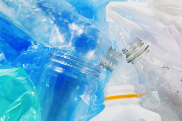 Close-up of heap of plastic bags and bottles