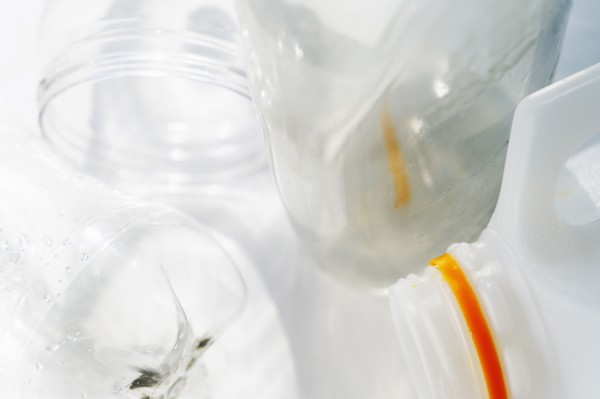 Close-up of plastic bottles