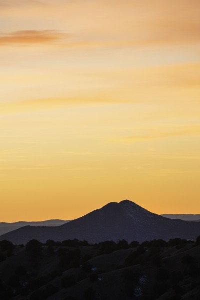 Sunset sky over Galisteo Basin Preserve landscape
