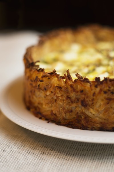 Detail of quiche made with eggs