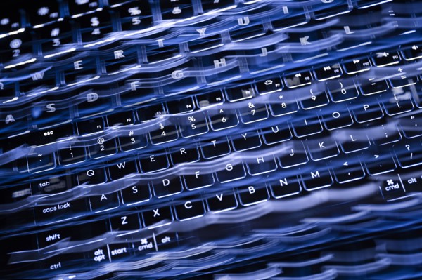 Close-up od blurred black computer keyboard