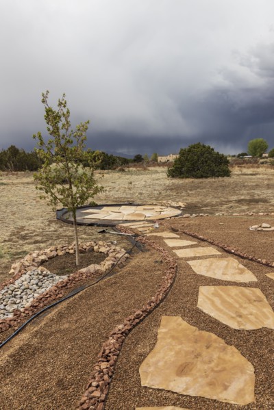Usa, New Mexico, Santa Fe, Home renovation in desert garden