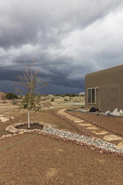 Usa, New Mexico, Santa Fe, Home renovation in desert garden