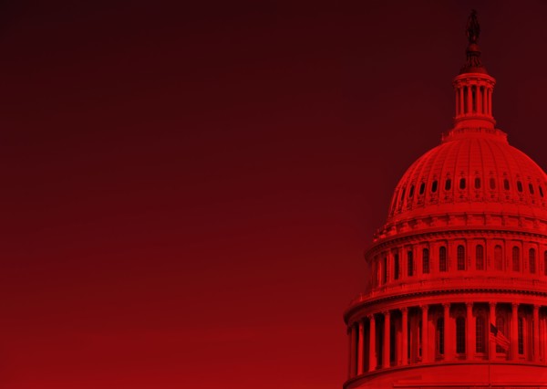 USA Capital Building on red background