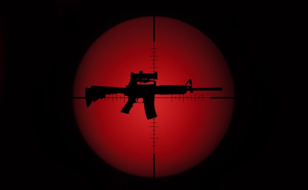 Target crosshair with AR-15 rifle