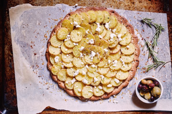 Overhead view of homemade potato galette