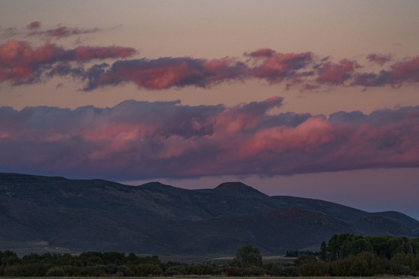 Pink clouds over foothills near Sun Valley