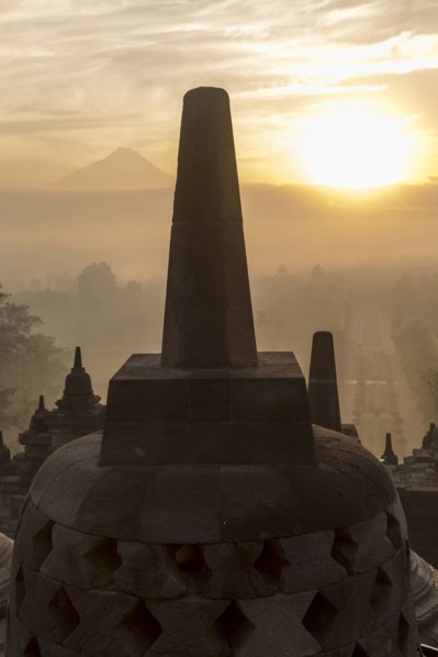 Spires on Temple of Borobudur