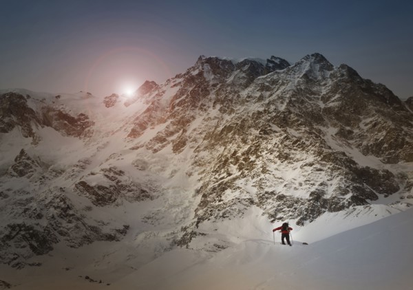 Caucasian skier on Monte Rosa slope