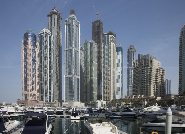 Highrise buildings in Dubai cityscape