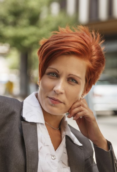Caucasian businesswoman smiling