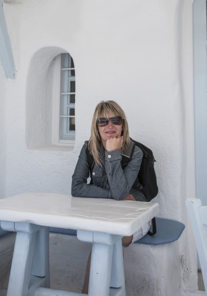 Caucasian woman sitting at table