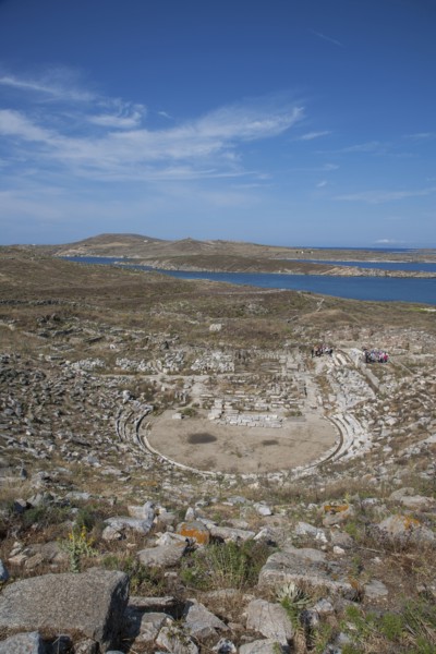 Aerial view of amphitheater ruins