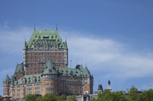 Chateau Frontenac Hotel against blue sky