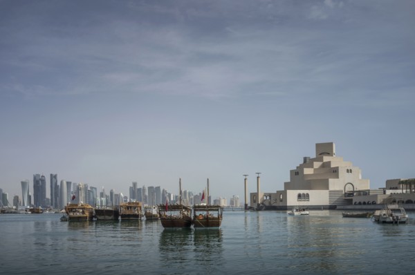 Doha cityscape and harbor