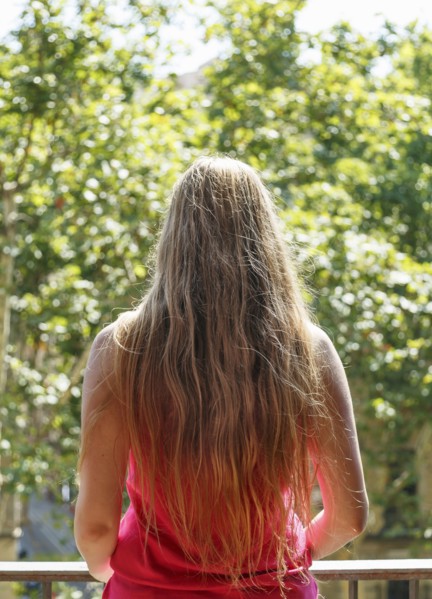 Long hair of Caucasian woman
