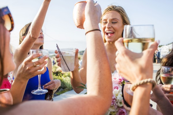 Caucasian women celebrating
