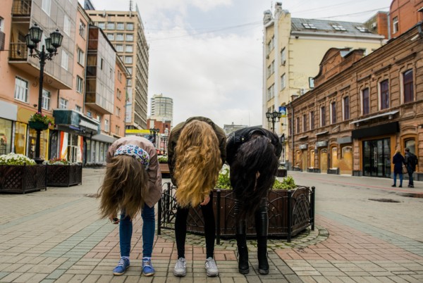 Caucasian women posing outdoors