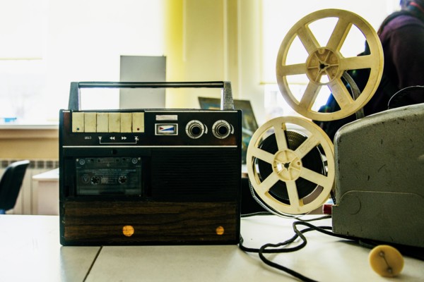 Close up of tape player and recorder
