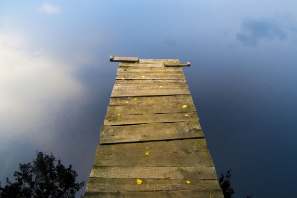 Dock over still lake