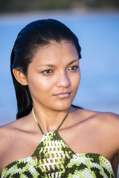 Mixed Race woman with wet hair