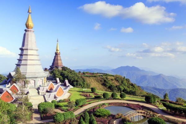 Ornate architecture in mountains