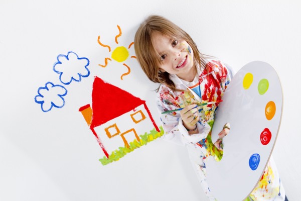 Hispanic girl painting