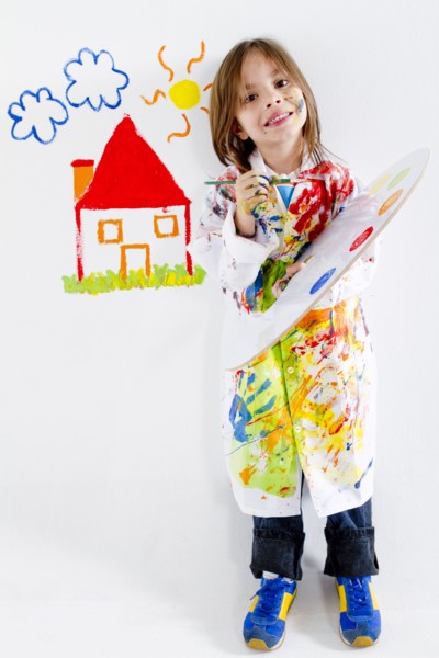 Hispanic girl painting