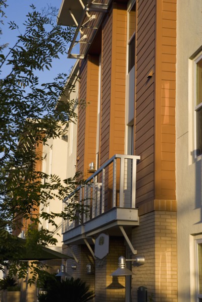 Front exterior contemporary loft style condos