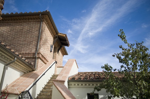 Detail andalucian home with staircase up to tower