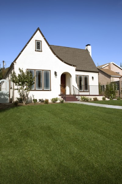 Lawn in front of cottage