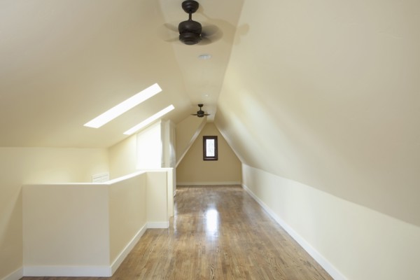 Empty attic bedroom in home