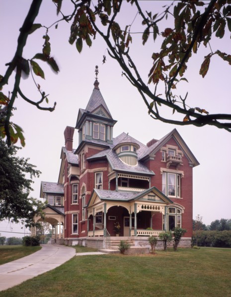 Exterior view Southern brick Queen Anne Victorian home