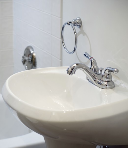 Small white pedestal sink
