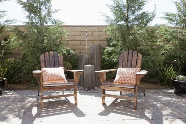 Armrest chairs on outdoor patio