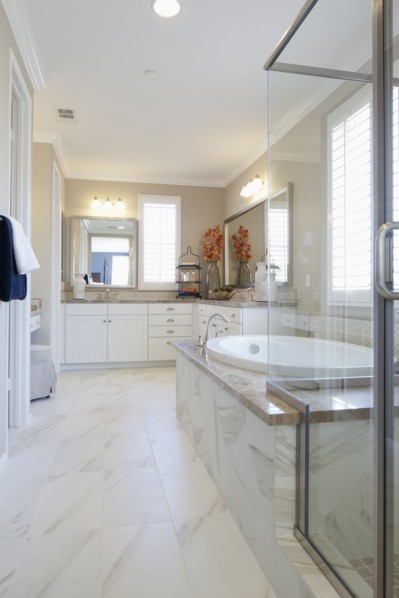 Interior of master bathroom
