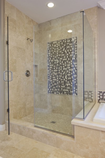 Glass shower cubicle in domestic room