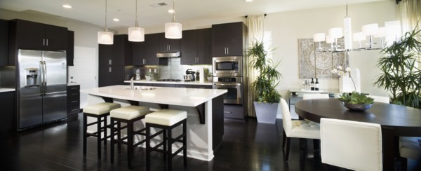Contemporary kitchen and dining area