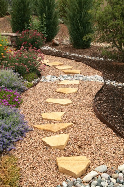 Stone path through garden