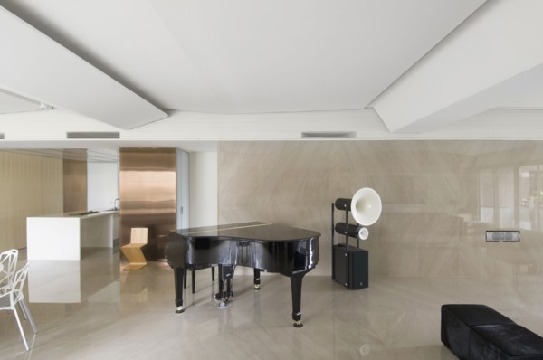 Modern interior with grand piano