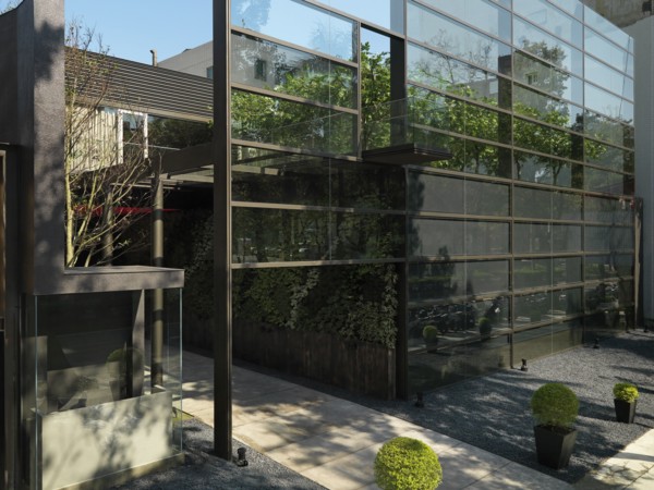 Entrance modern glass building