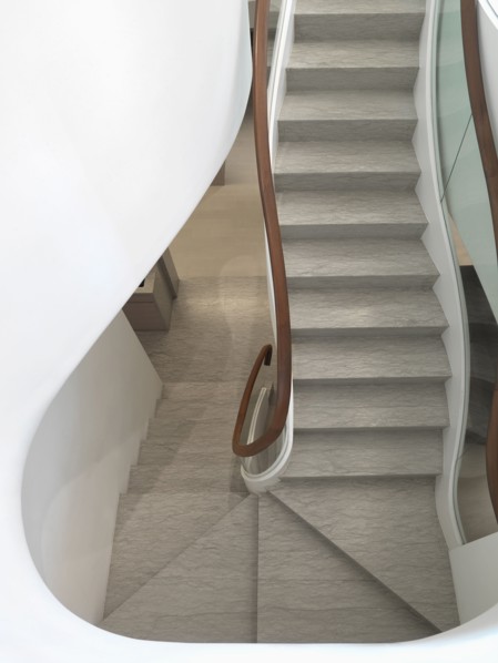 View above modern U shaped staircase