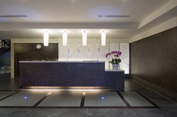 Reception desk in lobby
