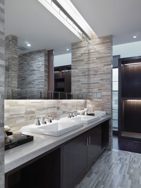 Double modern bathroom sinks