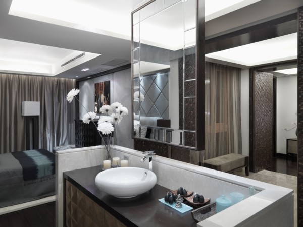 Detail bowl sink and floating mirror