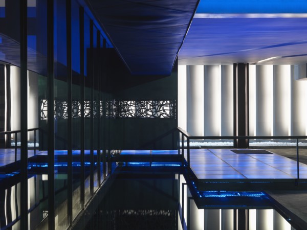 Reflecting pool outside modern building