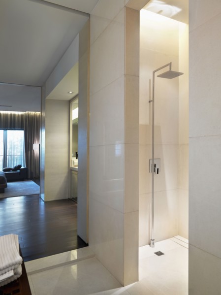 Shower in modern bathroom